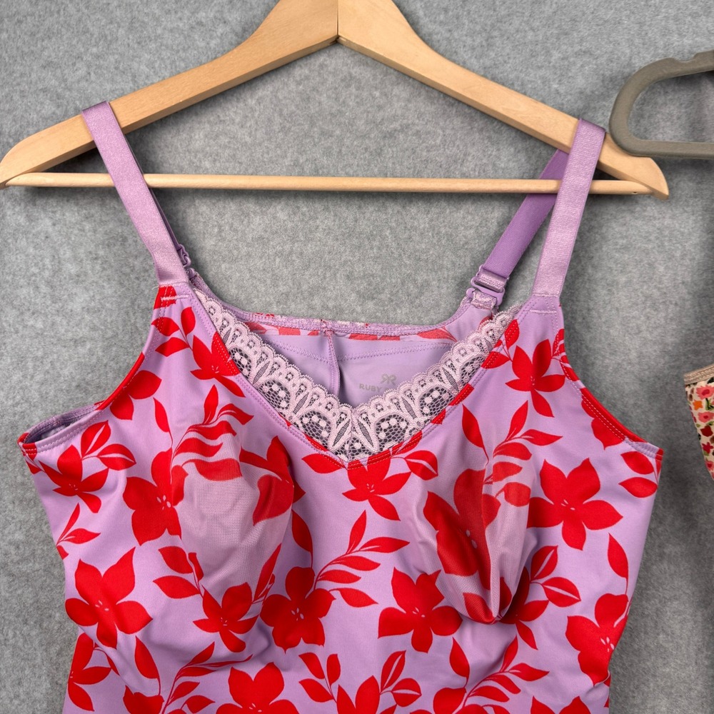 Ruby Ribbon Camisole LOT x 2 Womens Size 42 Floral Lace Trim Shaping Stretch - Picture 8 of 12